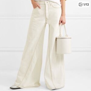 Wide Leg Cream Women’s Jeans — Ganni